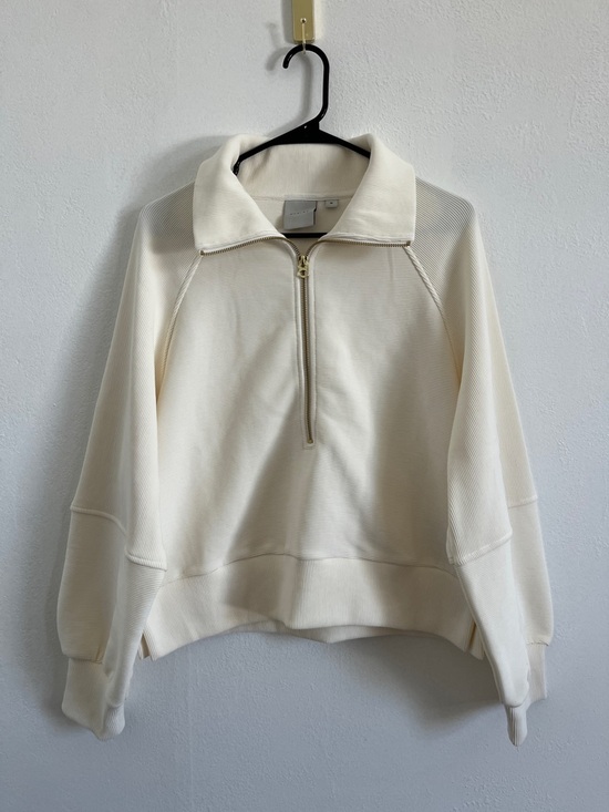 Varley Jackets & Blazers - Varley Cream Ribbed Milano Half-Zip Sweatshirt Pullover Size Medium